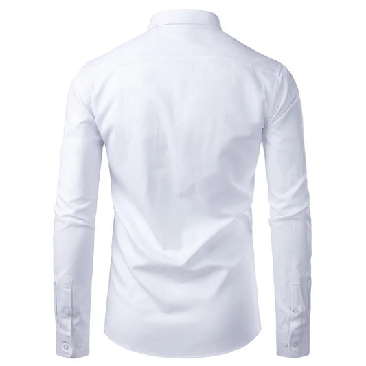 Mens White Oxford Cotton Dress Shirts Casual Button Down Slim Fit