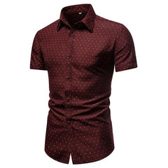 Summer Shirt Terrific Dot Print Summer Shirt Slim Fit Men Top