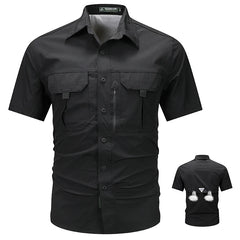 Summer Men Short Sleeve Cargo Breathable Shirt Men Casual Tactic