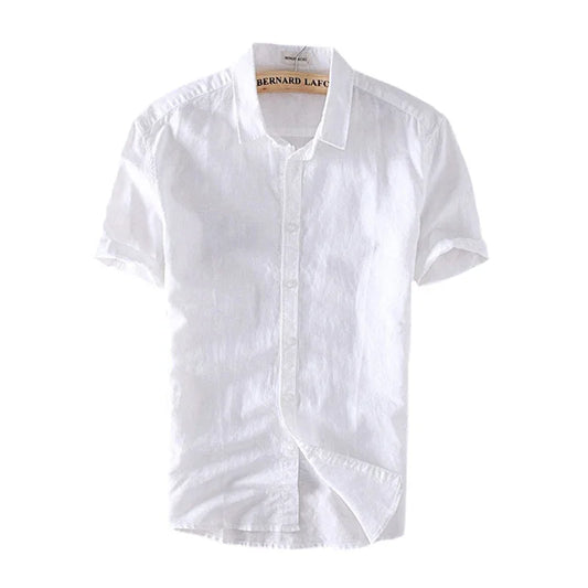 Cotton Linen Shirts For Men Casual Short Sleeve Tops Oversize Solid