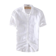 Cotton Linen Shirts For Men Casual Short Sleeve Tops Oversize Solid