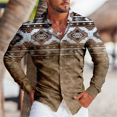 Men's Shirt Plaid Stripe Geometric Stand Collar Outdoor Street Print