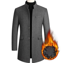 BROWON Brand Business Casual Trench Coat Men Chinese Style Solid Color