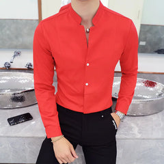 2023 Spring 3 Color Stand Collar Shirt High Quality Men Long Sleeve