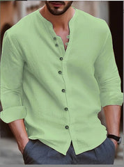Hot new men's cotton linen shirt loose comfortable casual linen young