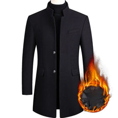 BROWON Brand Business Casual Trench Coat Men Chinese Style Solid Color