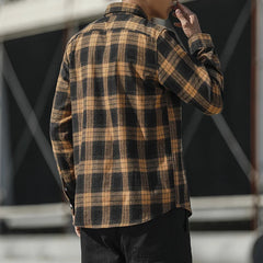 Harajuku Plaid Shirts Men's Spring Autumn Winter High Quality Casual