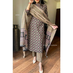 Cotton Printed Work Stylish Straight Kurta Pant with Dupatta Wedding