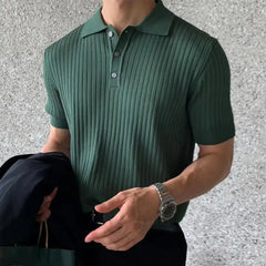 Dropshipping!!Lapel Short Sleeve Buttons Half Placket Loose Men Summer