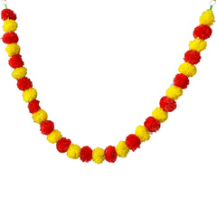 Marigold Flower Garland with зo Flowers, Artificial Flowers for Diwali
