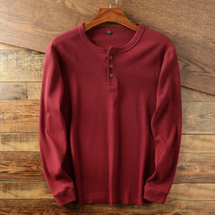 New Fashion Mens Henley Shirts Long Sleeve Half Button Up Thermal