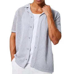 2024 New European and American men's Casual Knitted Cardigan Summer