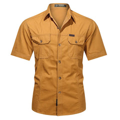 Men's Summer Short Sleeve Shirts Casual Work Cotton Slim Fit Shirt