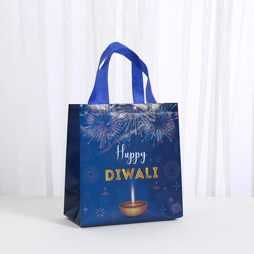 4Pcs Happy Diwali Theme Gift Packing Bag Non-Woven Shopping Tote Bag