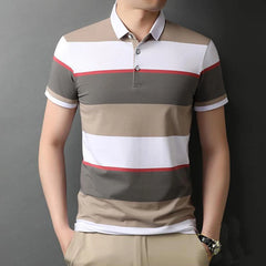 Men's Polo T Shirt Business Casual Simple Stripes Print Summer