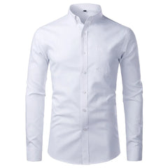 Mens White Oxford Cotton Dress Shirts Casual Button Down Slim Fit