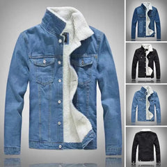 Winter Men Thick Jackets and Coats Warm Fleece Denim Jacket Fashion