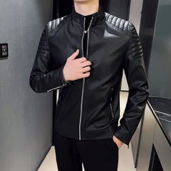 Trend Motorcycle Jacket Spring Mens Fashion Leather Jacket Slim Fit PU