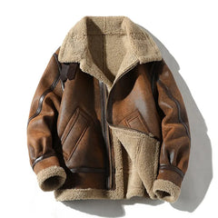 Fur Men's Autumn Winter Thickening High-end Brand Leather Jacket /
