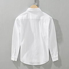 Men's Casual Seersucker Long Sleeve Shirt for Men Cotton Yarn Soft and