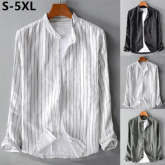 Plus Size 4XL 5XL Cotton Line Shirts for Men Casual Multicolor Striped