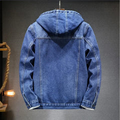 2023 New Thicker And Warmer Men's Hooded Denim Jacket Winter Lambswool