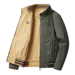 DIMUSI Autumn Men's Reversible Military Jacket Casual Man Cotton