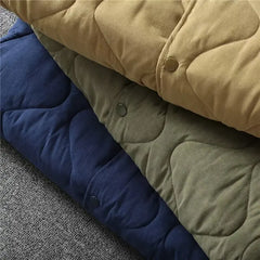 Winter Retro Quilted Jacket Men Collarless Cotton Padded Coat M65