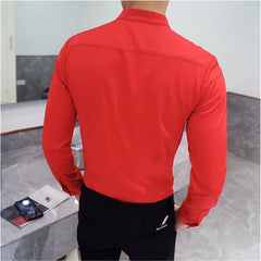 2023 Spring 3 Color Stand Collar Shirt High Quality Men Long Sleeve