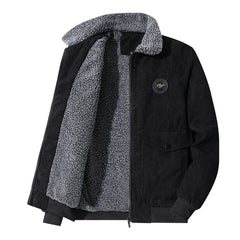 Men's Autumn And Winter Corduroy Jacket With Fleece And Thick Lamb