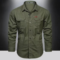 Spring Cargo Shirts for Men Long Sleeve Casual 100% Cotton High