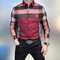 2023 Straight Men's Clothing Handsome Printing Striped Casual Shirts