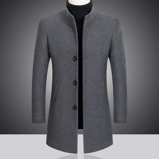 2023 Fashion New Men's Leisure Boutique Business Solid Color Slim Wool