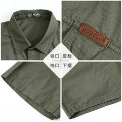 2024 Summer Green Cargo Shirts for Men Short Sleeve Casual Blouse