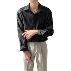 Black Apricot White Long-sleeved Shirt Men Fashion Social Mens Dress