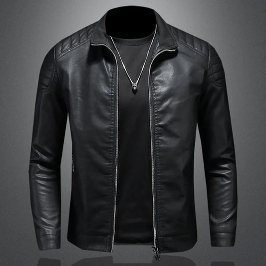 Trend Motorcycle Jacket Spring Mens Fashion Leather Jacket Slim Fit PU