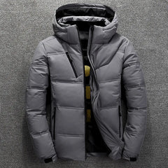 New Winter Warm Men Jacket Coat Casual Stand Collar Thick White Duck