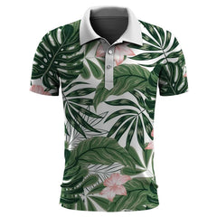 Hawaiian Plants Polo Shirt For Men Summer 3D Print Leaves Flower Short