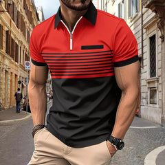 2024 Summer Instant Amazon POLO Shirt with lapel Zip Men's Printed