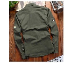 Men's Shirts Khaki Vintage Jacket Korean Shirt Cotton Casual Military