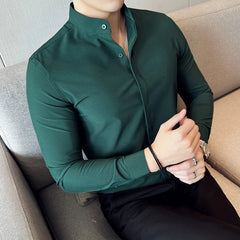 Camisas De Hombre Stand Collar Luxury Shirts For Men Quality Camisa