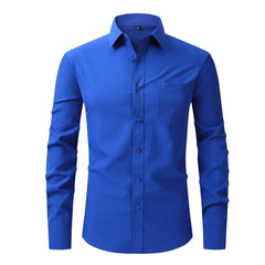 Men's Red Dress Shirts 2023 Spring New Regular Fit Long Sleeve Shirt