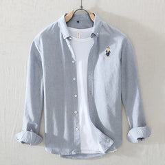 High Quality 100% Cotton Japanese Solid Color Casual Long Sleeved