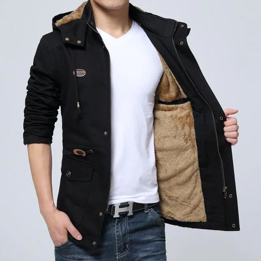 Casual Loose Autumn Winter Men Trench Coat Fashion Hooded Windproof