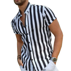 Autumn fashion button men's shirt loose street casual short-sleeved