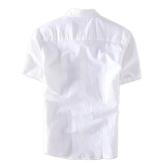 Cotton Linen Shirts For Men Casual Short Sleeve Tops Oversize Solid