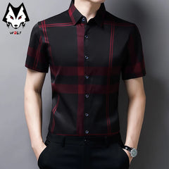 New Spring/Summer Men's Striped Short Sleeve Shirts Men's Sleeves Slim