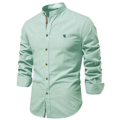 New 100% Cotton Linen Shirt Men Solid Color Embroidery Brand Shirts