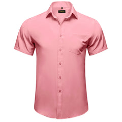 Fashion Red Luxury Shirt for Men Wedding Party Turn-down Collar Short