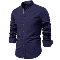 New 100% Cotton Linen Shirt Men Solid Color Embroidery Brand Shirts